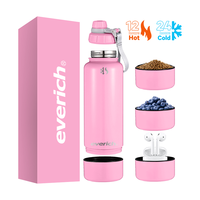 Bouteille d'eau sport isolée en acier inoxydable à double paroi, sans BPA, très vendue, 2 en 1, avec compartiment de rangement inférieur