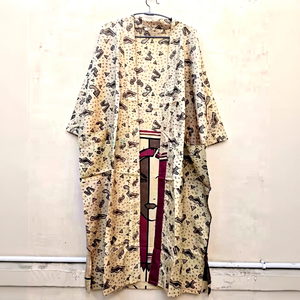 <b>Women</b> Custom Print Silk V-neck Elastic Waist Breathable Kimono Kaftan Cardigan Long Pajama Style Robe Summer Lightweight - Product Image 1