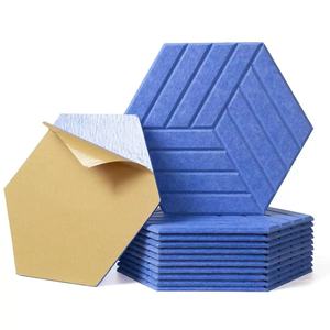 Panneau acoustique moderne en fibre de polyester, hexagonal à fentes, adapté aux salles de conférence, hôtels, auto-adhésif pour mur - Product Image 1