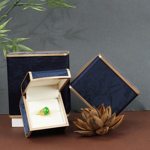 New Rectangular Chinese-style Classic Gold-Edged Embroidered Jacquard Bracelet <b>Ring</b> Jewelry Packaging Display <b>Box</b> - Product Image 4