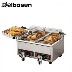 <span class=keywords><strong>Friteuse</strong></span> électrique commerciale à <span class=keywords><strong>double</strong></span> cylindre de table avec <span class=keywords><strong>bac</strong></span> de récupération d'huile pour brochettes et poulet frit, à température constante - Product Image 1