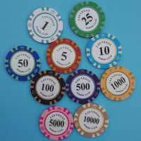 Jetons de poker en argile en gros, 11,5 g, 40 mm, 39 mm, personnalisables avec logo imprimé, ensemble de jetons de poker en PP
