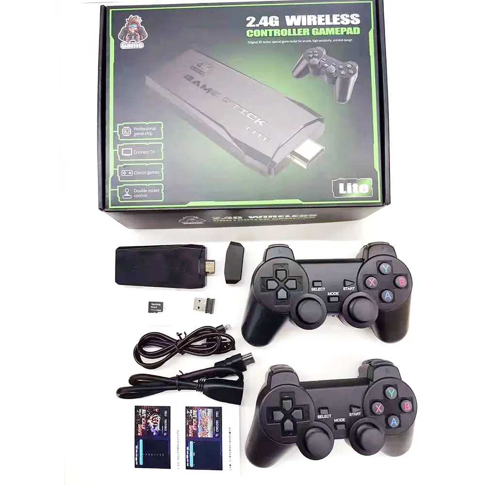 20000 Games Wireless Handheld Gaming Players with Joysticks Controllers Retro TV Video Game Console 64GB 4K Game Stick Lite