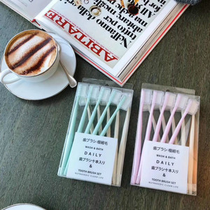 Macaron Toothbrush Set Soft Bristle 10 Pcs Bamboo Charcoal Manual For Home Family Use - Product Image 1