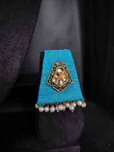 Conjunto de pendientes de collar de longitud ajustable de tela hecha a mano ligera ropa festiva gargantilla de piedra de perla de imitación antigua - Product Image 4