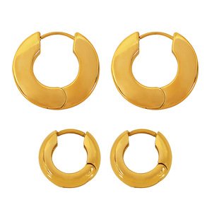 Geometric Hoop Earrings Gold Silver U Shape <b>Titanium</b> Steel Everyday Wear Unisex - Product Image 5
