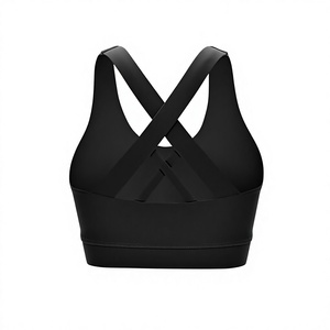 Sujetador deportivo negro sin espalda para mujer, con tiras cruzadas, top de yoga y fitness sin costuras. - Product Image 6