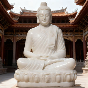 Statue de bouddha en marbre grandeur nature de jardin extérieur de conception traditionnelle <span class=keywords><strong>Statuette</strong></span> ornée - Product Image 1
