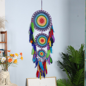 Style bohème plume naturelle surdimensionné capteur de rêves décoration suspendue décoration murale à la main pour la maison ornement suspendu - Product Image 6