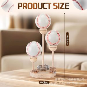 Wooden multi-tiered baseball <b>shelf</b>, <b>desktop</b> baseball and golf ball holder, ring and jewelry rack, ball base rack - Product Image 2