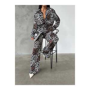 Mono de satén con estampado de leopardo para mujer, manga larga, cintura alta, estilo moderno para la calle, primavera verano - Product Image 6