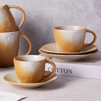 Vente en gros Ensemble tasse et soucoupe en argile émaillée réactive vintage personnalisé pour café ou thé pour les cadeaux