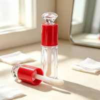 Emballage personnalisé, flacon transparent rond moderne et créatif, étiquette privée, tube à gloss à lèvres avec un grand pinceau