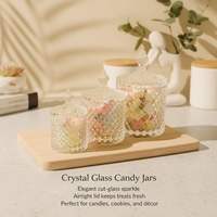 Pot en verre transparent de luxe vide avec couvercle, multifonctionnel, pour décoration de cuisine, bougeoir en verre pour fêtes, idéal pour les cadeaux, compatible lave-vaisselle