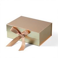 Boîte cadeau en carton rigide vert pliable avec fermeture magnétique et logo personnalisé, ruban cadeau