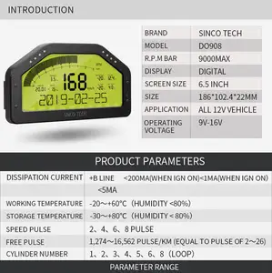 Ramainer 9 in 1 Rallye Car Race Dash Dashboard LCD Digital anzeige Wasserdichtes Auto Meter Voll sensor Kit Drehzahl messer DO908