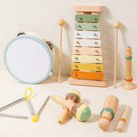 Montessori Wooden Musical Instruments Set for Toddlers Kids Xylophone Tambourine Maracas Percussion Rhythm Educational Toys