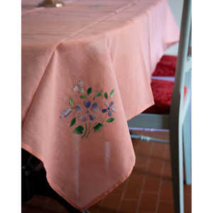 Daniele F. Pair of Pink Linen Rectangular and Square Tablecloths <b>Eco</b>-<b>Friendly</b> <b>Fabric</b> for Restaurants and Hotels for Parties - Product Image 3