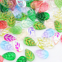 Pétalos de Cristal con Hojas Verdes y Cuentas de Cristal para Manualidades con Cuentas, Manualidades DIY, Pendientes