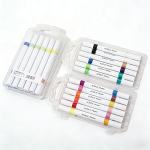 Marqueurs acryliques à double pointe, 24, 48, 72 couleurs, non toxiques, personnalisables, à base d'eau, OEM, pour peinture sur plusieurs surfaces - Product Image 1