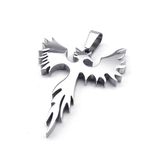 Colliers en acier titane Hip Hop Rock Phoenix pour femmes et hommes, bijoux de mode, couleur argent, pendentif oiseau Phénix séculier - Product Image 3