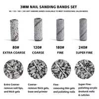Bandes de ponçage pour ongles en acier inoxydable de 3 mm - Grains 80/120/180/240 - Mini embout de perceuse à ongles - Accessoire de lime à ongles électrique - Polissage - Manucure