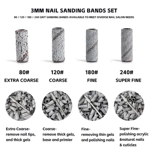3mm Nail Sanding Bands-80/120/180/240 Grit <b>Mini</b> Nail <b>Drill</b> Bit Electric Nail File Accessory Polishing Manicure Tool 50/100pcs - Product Image 3