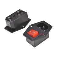 Prise électrique IEC320 C14, 3 broches, LED rouge, interrupteur à bascule 250V, fusible 10A, connecteur femelle/mâle, prise d'entrée 2 broches, montage sur support.