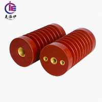 Isolateur de poteau cylindrique nervuré en époxy ZJ-10Q 65*140 10KV pour raccordement de barre de bus en cuivre d'armoire de commutation intérieure moyenne tension