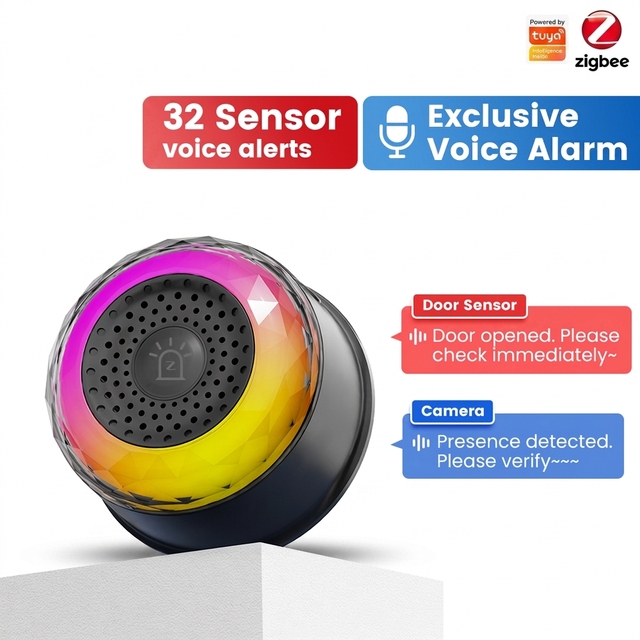 Zigbee 3.0 Smart Security Voice Siren Needed Scene Linkage Group Control Automation Alarm Home Assistant Compatible 105dB