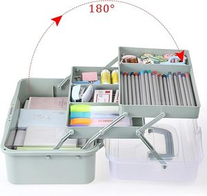 Three-Layer Multipurpose Storage 2 Trays Folding Tool Art Crafts Case <b>Sewing</b> Supplies Organizer Medicine <b>Box</b> Custom Logo - Product Image 3