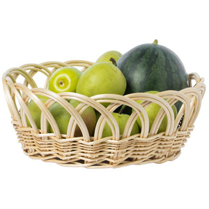 Wicker Storage Basket Decorative Round Fruit Bowl Bread Serving Tray Willow Baskets creative fruit basket
