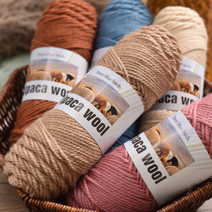 Fil à tricoter de luxe en <span class=keywords><strong>laine</strong></span> d'<span class=keywords><strong>alpaga</strong></span> naturelle 10S 4 brins 100g, épais, chaud, pour crochet, DIY, pull, chapeau, artisanat, antistatique, pelote douce - Product Image 6