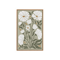 Lot de 3 tableaux encadrés sur toile, imprimés abstraits floraux botaniques verts, fleurs sauvages, art mural bohème pour décoration de salon