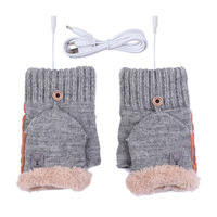 Mydays Tech Gants chauffants pour femmes, doux et chauds, thermiques, chauffés par USB, gants électriques à demi-doigts avec rabat