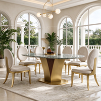 Ensemble de table à manger rectangulaire en marbre, design turc, mobilier d'hôtel de luxe, moderne et unique, 4 chaises, prix abordable