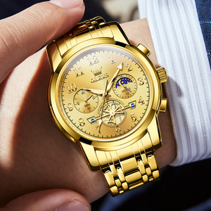 Luxe Heren Gouden Chronograaf Horloge Waterbestendig Lichtgevende Dubbellaags Wijzerplaten Quartz Horloge - Product Image 5