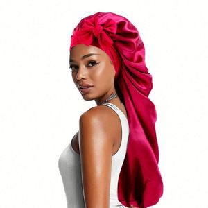 Meilleures ventes 2025 : Bonnet de nuit en satin de haute qualité avec long cordon élastique, bonnets personnalisés, foulards pour cheveux en soie avec logo - Product Image 3