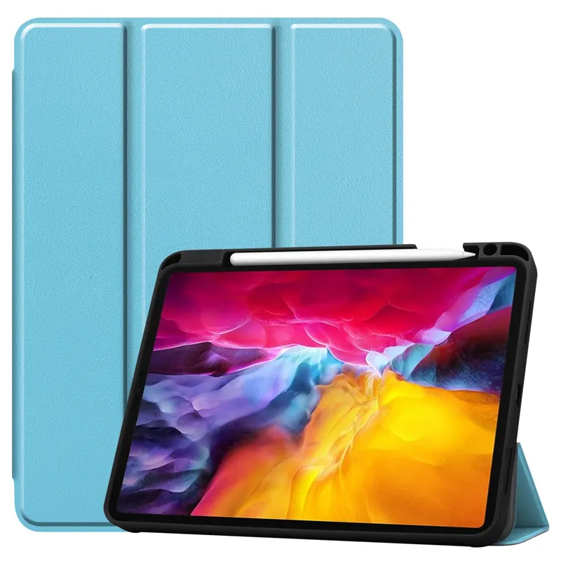 Pro11 3rd Generation Smart Trifold Flip Case for iPad Pro 11 2021 with Pencil Holder Soft Flexible Tablet Back Cover