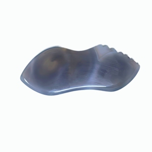 Planche de massage Gua Sha en agate naturelle en forme de lèvre avec bord dentelé pour le visage et le cuir chevelu, points d'acupuncture, spa à domicile - Product Image 3