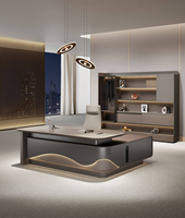 Gabinete de archivo ejecutivo de madera maciza de diseño moderno de Source Factory con almacenamiento LED y puerta de vidrio abatible Muebles de oficina duraderos