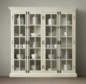 Vitrina de Madera Maciza de Roble Rojo Francés con Puerta de Vidrio, Librería Vintage para Oficina en Casa, Taller y Escuela, Diseño Tradicional - Product Image 4