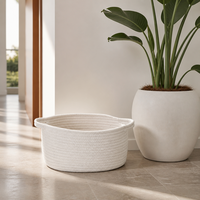 Panier ovale en coton tressé, personnalisé, vintage, écologique, naturel, doux, lavable, décoratif, pour cadeau de baby shower et rangement - Vente en gros