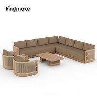 Ensemble de meubles d'extérieur de luxe pour villa, canapé de jardin imperméable, ensemble de canapés de patio en teck pour hôtel