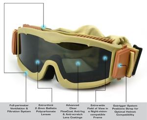 Balistico 3 lenti intercambiabili da 2.8mm occhiali tattici protettivi antipolvere occhiali da casco antiappannamento occhiali sportivi - Product Image 2