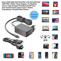 GaN pengisi daya Laptop USB C 100W, pengisi daya dinding adaptor daya AC untuk ASUS ROG Lenovo ACER HP DELL MacBook Pro/Air