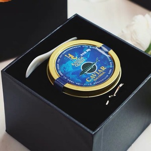 Manufacturer black rigid caviar spoon opener packaging boxes with foam insert