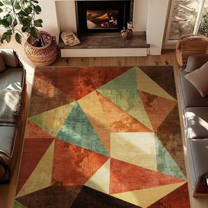 Alfombra Geométrica Abstracta de Terciopelo Cristal, Cuadrada, de Poliéster, Antideslizante, para Decoración del Hogar y Sala de Estar, Diseño Tejido - Product Image 4