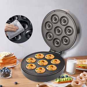 Máquina para hacer donas, redonda de 8 orificios, 110V, enchufe estadounidense, equipo de panadería para desayunos - Product Image 2
