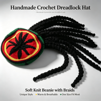 Bonnet tricoté 100% acrylique avec broderie 3D Rasta Dreadlock, fausses dreads, rayures Reggae, casquette de fête à motif, unisexe, chaud pour l'hiver, déguisement